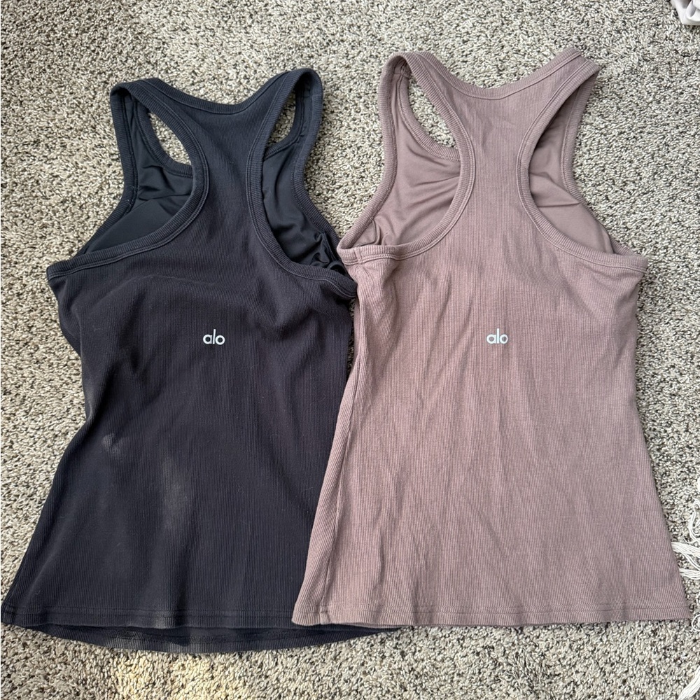 ALO Yoga Women's Racerback Tank Tops - Black and Brown